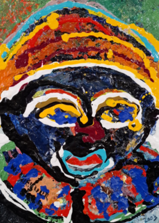 Acryl schilderij, Maya Wildevuur, Gezicht